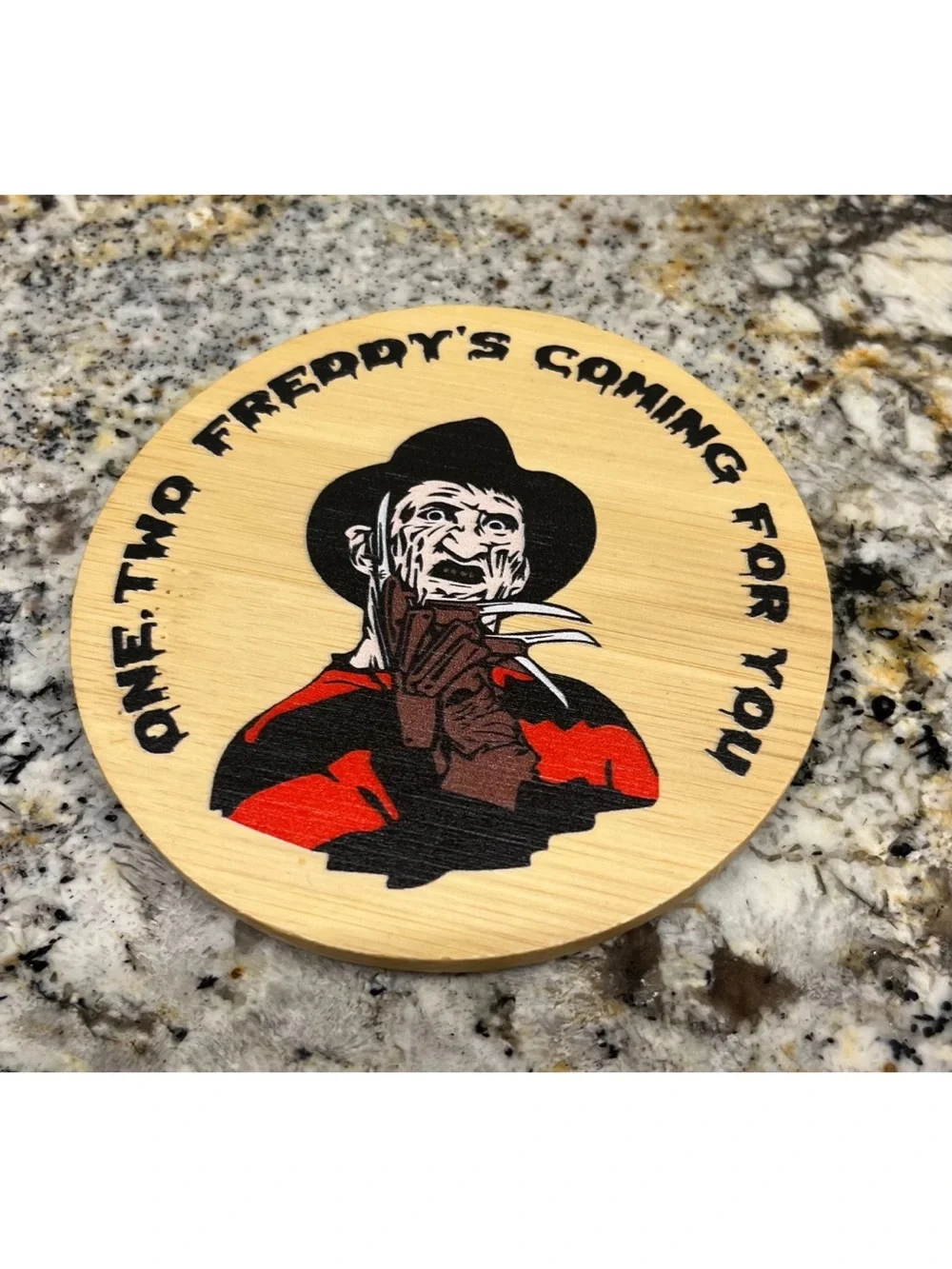 Horror Movie Character Bamboo Coasters - Set of 6 (Natural Wood)